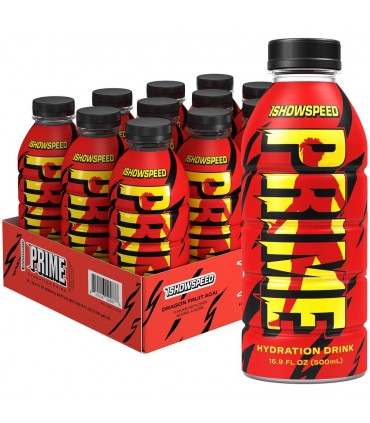 BEVANDA prime energy drink hydration ISHOWSPEED senza caffeina bottiglia DA 500ML edizione limitata u.k. CARTONE 12PZ.