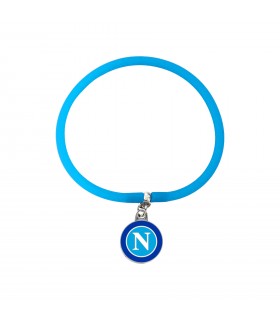 BRACCIALETTO IN SILICONE CELESTE CON CIONDOLO SMALTATO IN METALLO LOGO S.S.C. NAPOLI