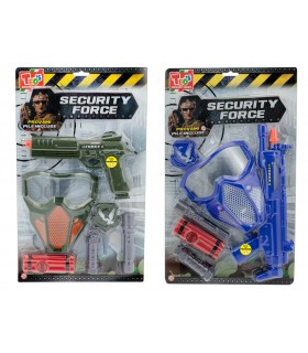 SECURITY FORCE MILITARY E POLICE SET CON PISTOLA IN 2 COLORAZIONI BATTERIE INCLUSE