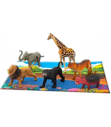 GEO NATURE ANIMALI RIGIDI GRANDI DELLA SAVANA TEOREMA GIOCHI 12PZ. CON POSTER INCLUSO