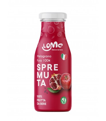 SPREMUTA LOME DI PURA MELAGRANA 100% FRUTTA DA BERE  BOTTIGLIA IN VETRO DA 200ML CONF. 12PZ.