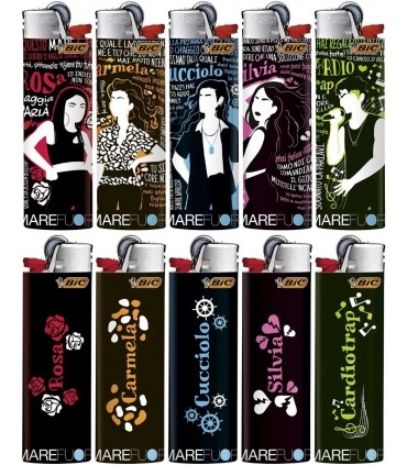 ACCENDINI BIC DECORATI "MARE FUORI" EXPO PRECARICATO CON 100 ACCENDINI( 50 BIC MINI- 50 BIC MAXI)