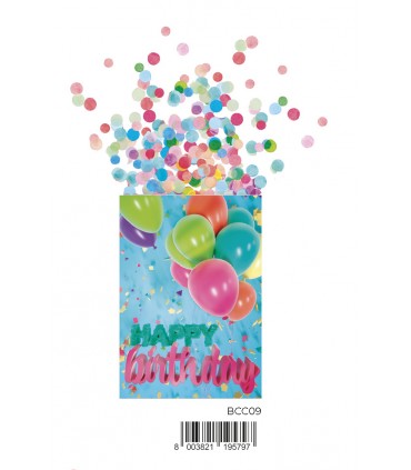 Biglietto MarpimAR COMPLEANNO CON CORIANDOLI E GLITTER Conf. 12 pz. assortiti con 4 soggetti