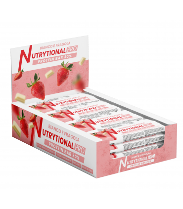 BARRETTA PROTEICA NUTRYTIONAL PRO bianco e fragola 30% PROTEINE senza grassi idrogenati 40G CONF. 24 PZ.
