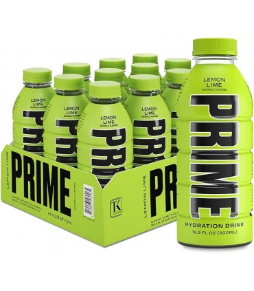 BEVANDA prime energy drink LEMON LIME senza caffeina bottiglia DA 500ML CARTONE 12PZ.