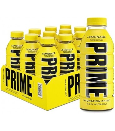 BEVANDA prime energy drink LEMONADE senza caffeina bottiglia DA 500ML CARTONE 12PZ.