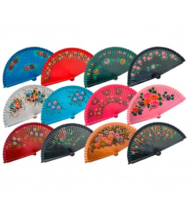 Ventagli in Legno DIPINTO A MANO SU ENTRAMBI I LATI conf. 12 pz. assortiti come in foto REF.5999