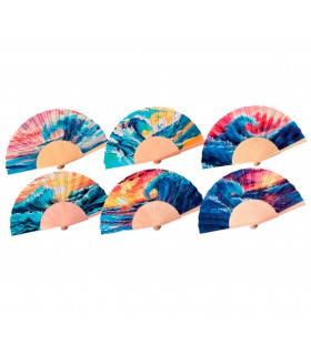 Ventagli in Legno E TESSUTO conf. 12 pz. assortiti come in foto REF.413