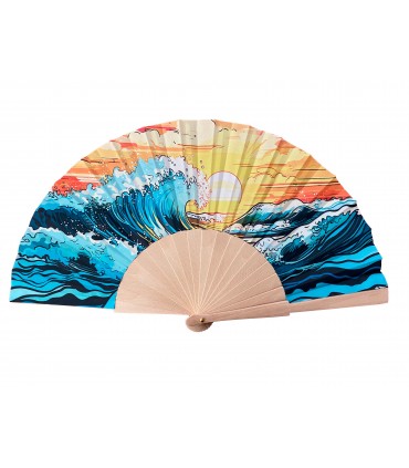 Ventagli in Legno E TESSUTO conf. 12 pz. assortiti come in foto REF.413