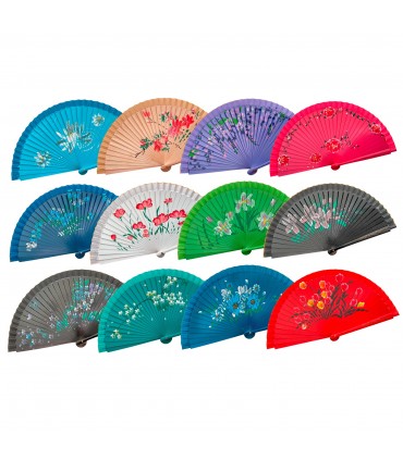Ventagli in Legno DIPINTI A MANO conf. 12 pz. assortiti come in foto REF.30838