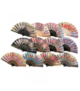 Ventagli in PLASTICA STAMPATI conf. 12 pz. assortiti come in foto REF.450