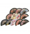 Ventagli PLASTICA E TESSUTO STAMPATI CON MERLETTO conf. 12 pz. assortiti come in foto REF.450