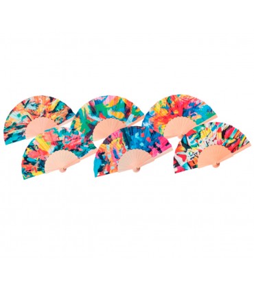 Ventagli IN LEGNO E TESSUTO  conf. 12 pz. assortiti come in foto REF.655