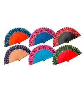 Ventagli in Legno DIPINTI A MANO conf. 12 pz. assortiti come in foto REF.1104