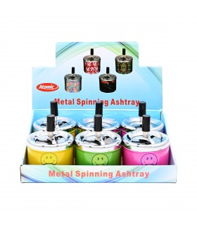 Posacenere in METALLLO Atomic SPINNING ASHTRAY Expo da 6 pz con grafiche assortite