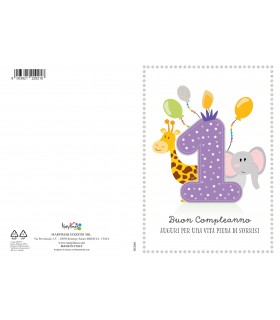 Biglietti MARPIMAR BUON COMPLEANNO BAMBINA 1 ANNO CONF. 6 pz.