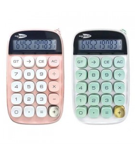 CALCOLATRICE DA TAVOLO LEBEZ A 10 CIFRE NEI COLORI ROSA E VERDE CON BATTERIA INCLUSA
