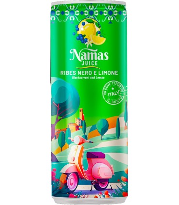 namas juice bevanda non gassata con succo di ribes nero e limone lattina da 250ml conf. 12 pz.