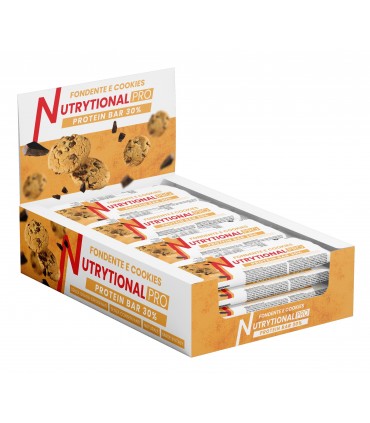 BARRETTA PROTEICA NUTRYTIONAL PRO fondente e cookies 30% PROTEINE senza grassi idrogenati 40G CONF. 24 PZ.