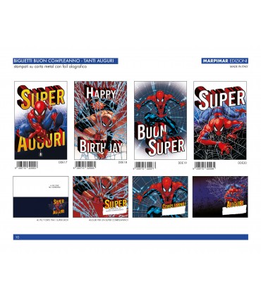 BIGLIETTO MARPIMAR BUON COMPLEANNO METAL SPIDERMAN CONF. 12 PZ. ASSORTITI