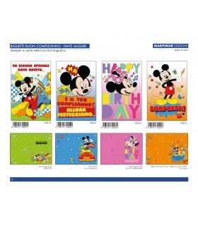 BIGLIETTO MARPIMAR BUON COMPLEANNO METAL DISNEY CONF. 12 PZ. ASSORTITI
