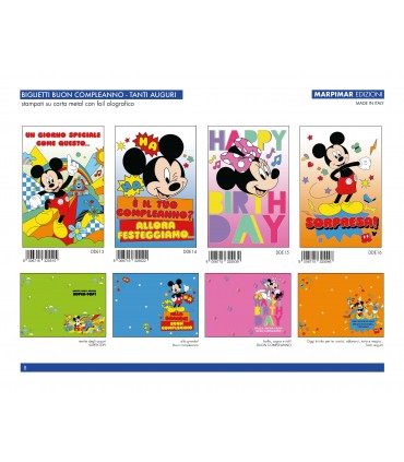 BIGLIETTO MARPIMAR BUON COMPLEANNO METAL DISNEY CONF. 12 PZ. ASSORTITI