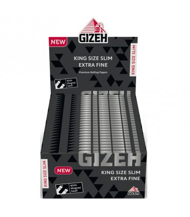Cartina Gizeh KS Slim extra fine black chiusura con calamita conf. 50 libretti da 34 cartine