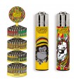 accendino Clipper LARGE RASTA ANIMAL Expo Girevole da 192 PZ assortito con 16 grafiche