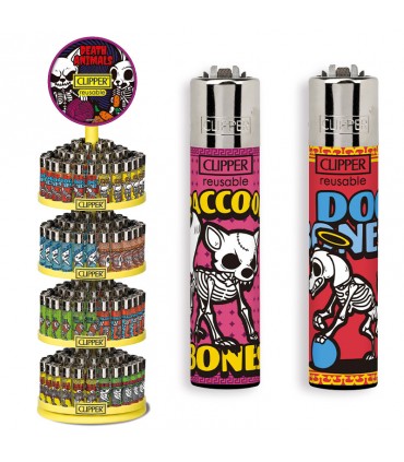 accendino Clipper LARGE ANIMAL Expo Girevole da 192 PZ assortito con 16 grafiche