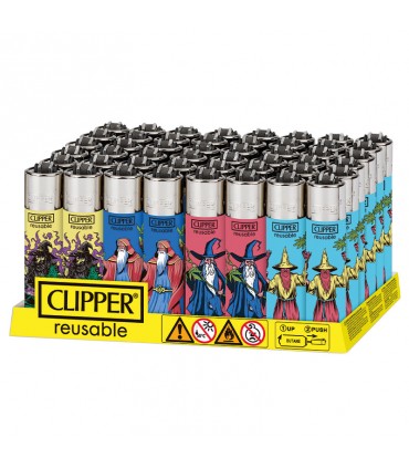 accendino Clipper large HIGH WIZARDS conf. 48 pz. assortiti IN 4 GRAFICHE