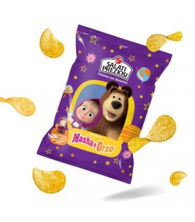 PATATINE masha & orso MINI 3D 25gr SALATI PREZIOSI CON SORPRESA CARTONE DA 24 BUSTINE