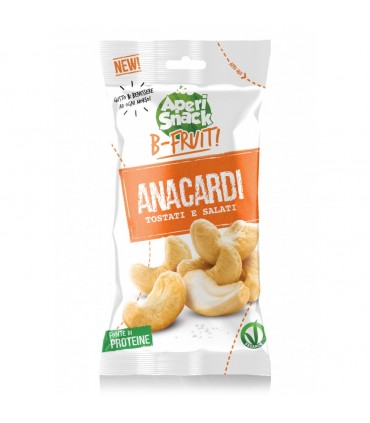 ANACARDI TOSTATI E SALATI APERISNACK B-FRUIT BUSTINA 25g CONF. 20 PZ.