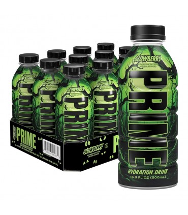 BEVANDA prime energy drink hydration GLOWBERRY senza caffeina bottiglia DA 500ML edizione limitata u.k. CARTONE 12PZ.
