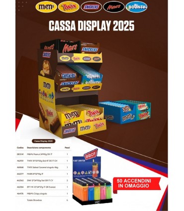 CASSA DISPLAY MARS 2025 DA 209 PZ. ASSORTITI in omaggio 50 accendini prof colorati