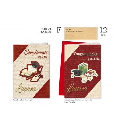 Biglietto CROMO LAUREA CLASSICO  CONF. 12 PZ. ASSORTITI
