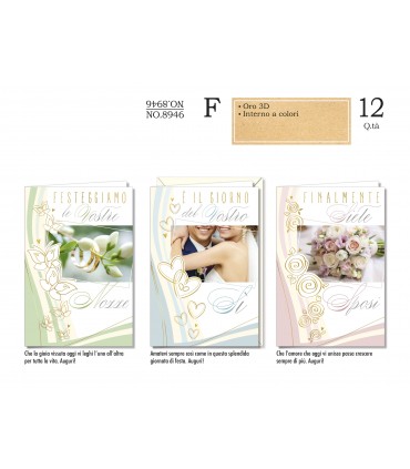 Biglietto CROMO NOZZE CON CHIUSURA IN VELCRO CONF. 12 PZ. ASSORTITI