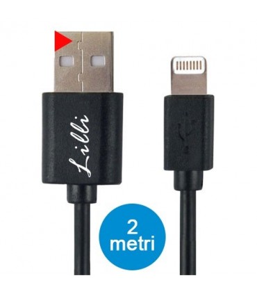 Cavo Lilli Lightining in PVC per Dispositivi Apple Lunghezza 2MT Disponibile Bianco e Nero