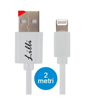 Cavo Lilli Lightining in PVC per Dispositivi Apple Lunghezza 2MT Disponibile Bianco e Nero