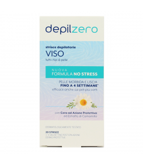 Strisce Depilatorie DEPILZERO VISO PER  TUTTI I TIPI DI PELLE FORMULA NO STRESS Liscia CONF. 20pz.