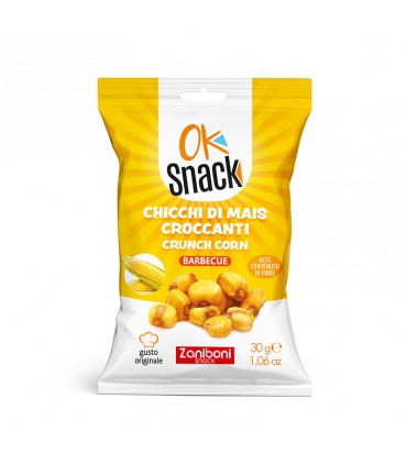 CHICCHI DI MAIS CROCCANTI CRUNCH CORNS GUSTO BBQ BUSTINA 30g EXPO DA 24 PZ