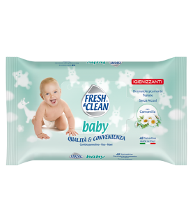 60 Salviette FRESH&CLEAN BABY CARE IGIENIZZANTI CAMBIO PANNOLINO,VISO E MANI