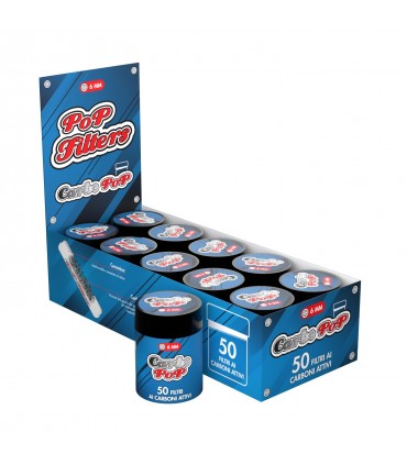 Filtri Pop Filters CARBO POP SLIM DA 6MM CONF.10 BARATTOLI DA 50 FILTRI AI CARBONI ATTIVI