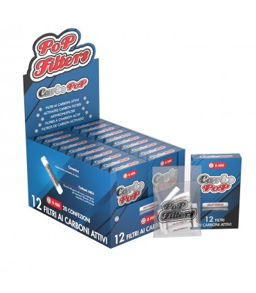 Filtri Pop Filters CARBO POP SLIM DA 6MM CONF.20 ASTUCCI DA 12 FILTRI AI CARBONI ATTIVI