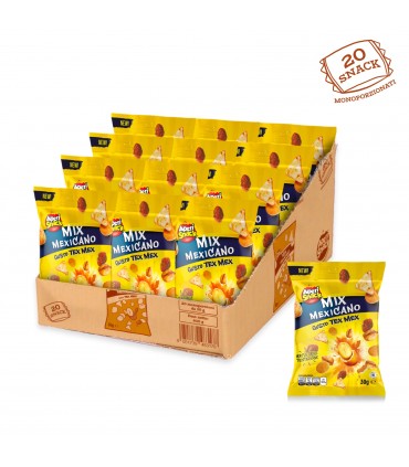 MIX MEXICANO SALATI A BASE DI RISO E MAIS APERISNACK BUSTINA 30GR CONF. 20 PZ.
