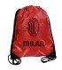 SACCA IN NYLON ROSSA CON LOGO AC MILAN STAMPATO COLORE NERO  MISURE 30X40 CM