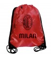 SACCA IN NYLON ROSSA CON LOGO AC MILAN STAMPATO COLORE NERO  MISURE 30X40 CM