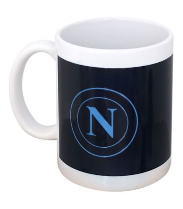 TAZZA IN CERAMICA INTERNO BIANCO LOGO CELESTE SU FONDO BLU SCURO CONFEZIONATA IN SCATOLA DA REGALO