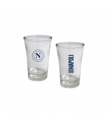 SET 2 BICCHIERINI SHOT LOGO E SCRITTA SSC NAPOLI CONFEZIONATI IN SCATOLA DA REGALO