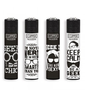 Accendino Clipper Large NERD SENTENCES conf. 48 pz. assortiti con 4 grafiche