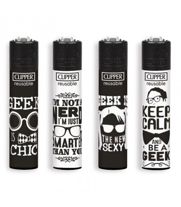 Accendino Clipper Large NERD SENTENCES conf. 48 pz. assortiti con 4 grafiche